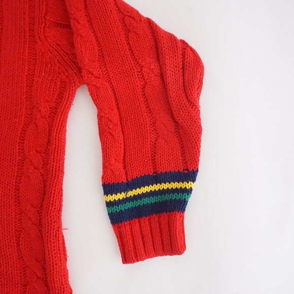 Vintage Hunt Club Red Cable Knit Cotton Sweater Varsity Tennis Preppycore M - Picture 4 of 8